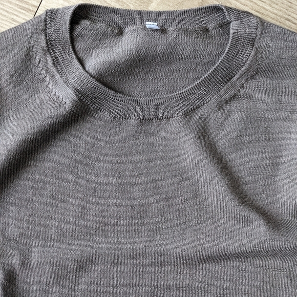 Muji Merino Wool High Gauge Crewneck Sweater Grayish Brown Large - Picture 2 of 3